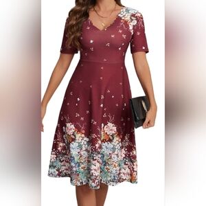 Womens Red Wine Summer Dress S